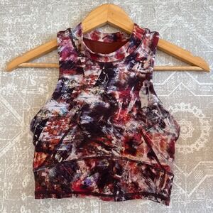 Lululemon Everlux High Neck‎ Top Abstract Print Size 2